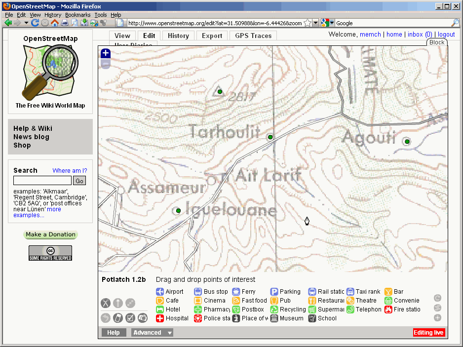 See editing for morocco in Potlatch with American Mapping Service 250k Map as background