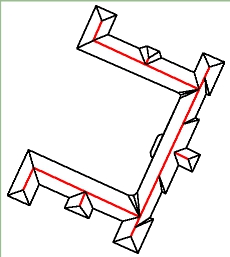 Roof ridges highlighted in red
