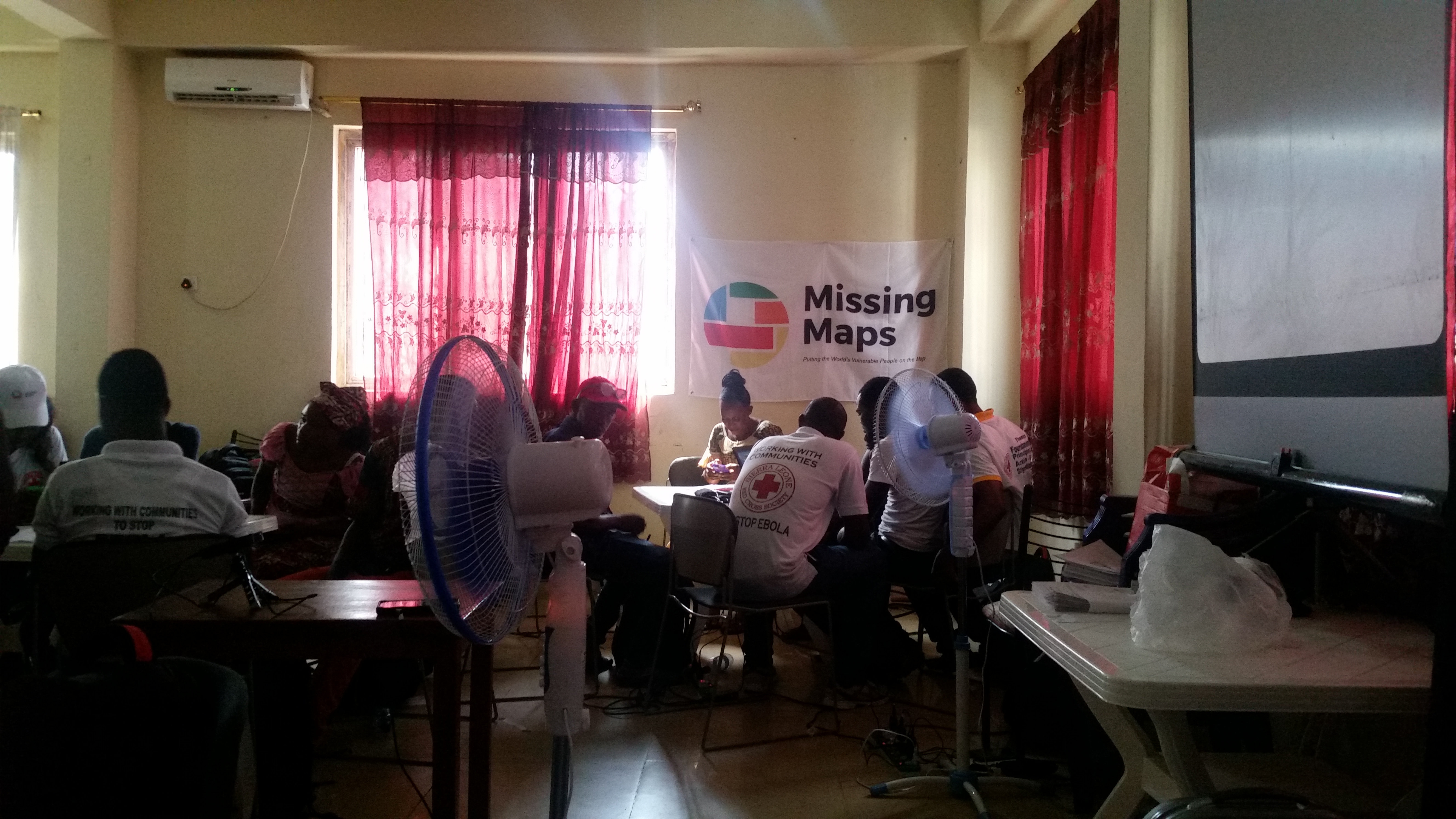 Missing Maps training involving American Red Cross volunteers in Freetown, Sierra Leone on 3rd June 2016