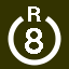 File:White 8 in white circle with R above.svg