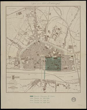 Plan d'Orléans, enceintes, Romaine IV siècle - 1300 - 1570.jpg