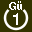 White 1 in white circle with Gü above.svg