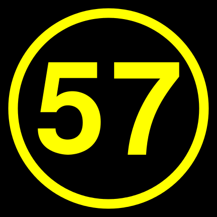 File:57 black yellow-round.svg