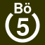 File:White 5 in white circle with Bouml above.svg