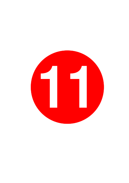 File:Weiße 11 auf rotem Punkt.svg