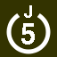 File:White 5 in white circle with J above.svg