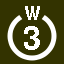 File:White 3 in white circle with W above.svg