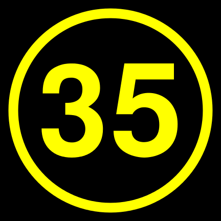 File:35 black yellow-round.svg
