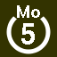 File:White 5 in white circle with Mo above.svg