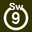 File:White 9 in white circle with Sw above.svg