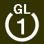 File:White 1 in white circle with GL above.svg