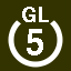 File:White 5 in white circle with GL above.svg