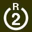 File:White 2 in white circle with R above.svg