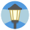 a street lamp lighting to left and right on a blue background
