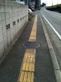 Тактильное покрытие на тротуаре. Продольные линии означают "вперёд", а точки — "внимание!".