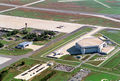 An aerial view of the Air Force One hangar at Joint Base Andrews Naval Air Facility.