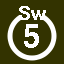 File:White 5 in white circle with Sw above.svg