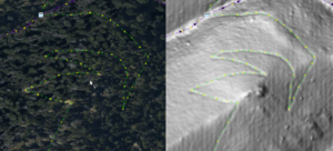 Satellite versus LIDAR imagery for trail mapping in JOSM.