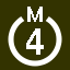 File:White 4 in white circle with M above.svg