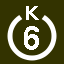 File:White 6 in white circle with K above.svg