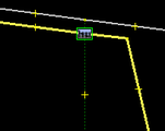 Correct : portail sur l'intersection entre le chemin (pointillés verts) et le mur (jaune).