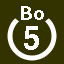 File:White 5 in white circle with Bo above.svg