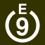 File:White 9 in white circle with E above.svg