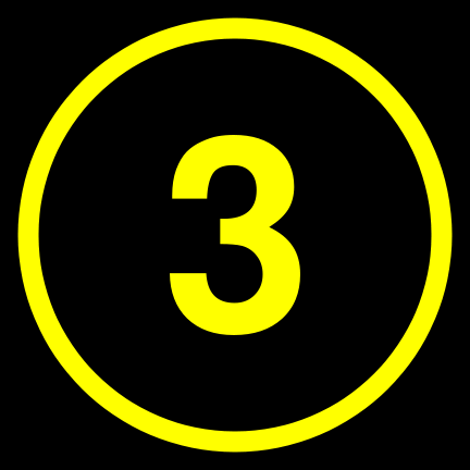 File:3 black yellow-round.svg