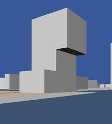 オランダのアルメレにあるSilverline Tower。このように、min_levelタグはオーバーハング部分をモデル化するために使用されます。