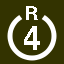 File:White 4 in white circle with R above.svg