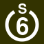 File:White 6 in white circle with S above.svg