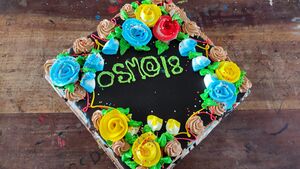 OSM UBangladesh - Photo of cake for OpenStreetMap's 18th anniversary, at BSMRSTU (Bangabandhu Sheikh Mujibur Rahman Science and Technology University). Photo by Sawan Shariar on 2022-08-03.
