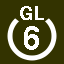 File:White 6 in white circle with GL above.svg