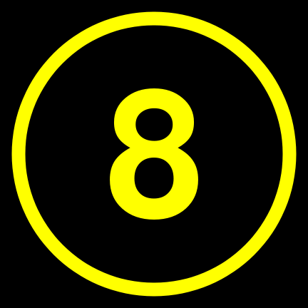 File:8 black yellow-round.svg