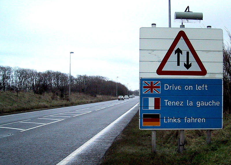 Left-hand traffic sign