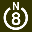 File:White 8 in white circle with N above.svg