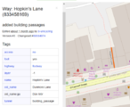 Screenshot showing the tags for Hopkin's Lane