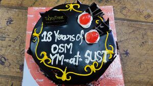 OSM Bangladesh - Photo of cake for OpenStreetMap's 18th anniversary, at SUST (Shahjalal University of Science and Technology). Photo by Sawan Shariar on 2022-08-06.