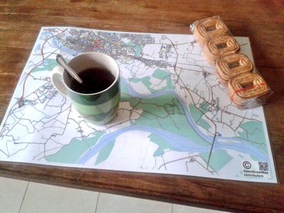 a breakfast/place mat showing a map