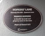 Photograph of the plaque in Hopkin's Lane