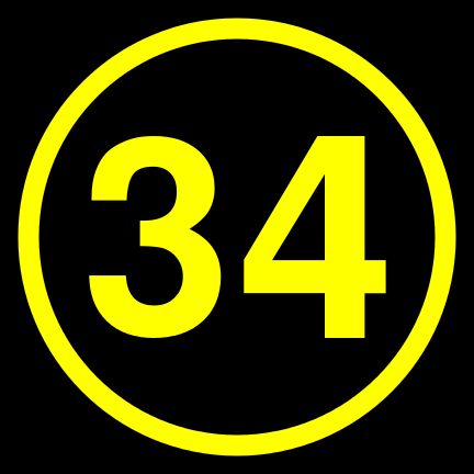 File:34 black yellow-round.svg