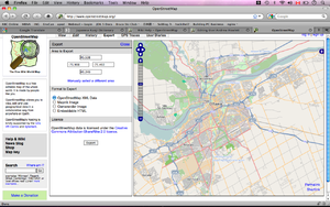 Screenshot exporting OSM data