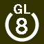File:White 8 in white circle with GL above.svg