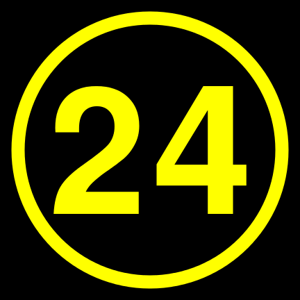 File:24 black yellow-round.svg