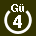 White 4 in white circle with Gü above.svg