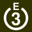 File:White 3 in white circle with E above.svg