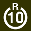 File:White 10 in white circle with R above.svg