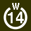File:White 14 in white circle with W above.svg