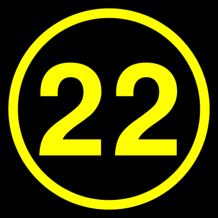 File:22 black yellow-round.svg