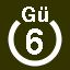 File:White 6 in white circle with Gü above.svg